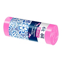 Мешки для мусора 30 л, розовые, в рулоне 30 шт., ПНД, 8 мкм, 560х480 мм, Узоры Чистоты, МУ3605 (ММЭ-30роз) в Нефтеюганске