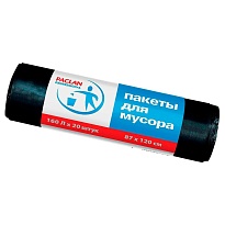 Мешки для мусора 160 л, черные, в рулоне 20 шт., ПВД, 30 мкм, 1200х870 мм, PACLAN Professional, 604082 в Нефтеюганске
