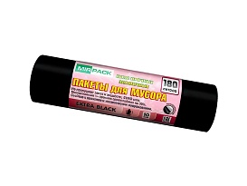 Мешки для мусора 180 л, ароматизированные, черные, в рулоне 10 шт., ПВД, 50 мкм, 1100х930 мм, EXTRA black, 18008301 в Нефтеюганске