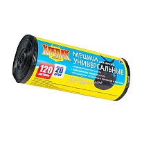 Мешки для мусора 120 л, черные, в рулоне 20 шт., ПНД, 15 мкм, 1100х700 мм, Крепак, 4607075710207 в Нефтеюганске