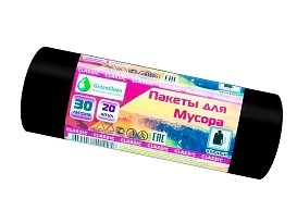 Мешки для мусора 30 л, черные, в рулоне 20 шт., ПНД, 7 мкм, 600х500 мм, MIRPACK Classik, 302040 в Нефтеюганске