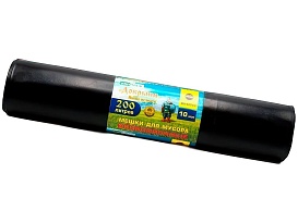 Мешки для мусора 200 л, ароматизированные, черные, в рулоне 10 шт., ПВД, 100 мкм, 1200х800 мм, Добрыня, Dob20010black в Нефтеюганске