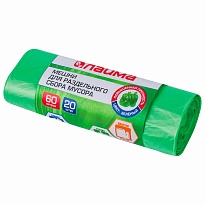 Мешки для мусора 60 л, зеленые, в рулоне 20 шт., ПНД, 10 мкм, 680х580 мм, LAIMA, 606704 в Нефтеюганске