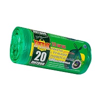 Мешки для мусора 20 л, биоразлагаемые, с ручками, черные, в рулоне 30 шт., ПНД, 10 мкм, 550х440 мм, Крепак, 4607075710047 в Нефтеюганске