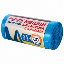 Мешки для мусора 35 л, с ручками, синие, в рулоне 30 шт., ПНД, 9 мкм, 540х500 мм, LAIMA ULTRA, 607683 в Нефтеюганске