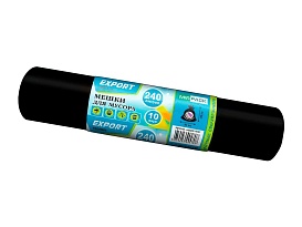 Мешки для мусора 240 л, черные, в рулоне 10 шт., ПВД 80 мкм, 1300х930 мм, EXPORT, exp 24010167 в Нефтеюганске
