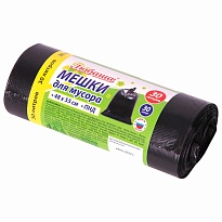 Мешки для мусора 30 л, черные, в рулоне 30 шт., ПНД, 7 мкм, 550х480 мм, Любаша, 608089 в Нефтеюганске