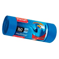 Мешки для мусора 160 л, с ушками, синие, в рулоне 10 шт., ПВД, 30 мкм, 1250х900 мм, PACLAN Multitop, 604064 в Нефтеюганске