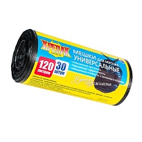 Мешки для мусора 120 л, черные, в рулоне 30 шт., ПНД, 15 мкм, 1100х700 мм, Крепак, 4607075710122 в Нефтеюганске