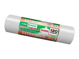 Мешки для мусора 120 л, белые, в рулоне 10 шт., ПНД, 14 мкм, 1100х700 мм, EXTRA, ex1201803 в Нефтеюганске