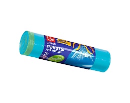 Мешки для мусора 50 л, с завязками, голубые, в рулоне 15 шт., ПНД, 14 мкм, 700х600 мм, GRIFON, 101-063 в Нефтеюганске