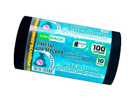 Мешки для мусора 100 л, черные, в рулоне 10 шт., ПВД, 70 мкм, 1000х600 мм, PREMIUM+, 1001076 в Нефтеюганске