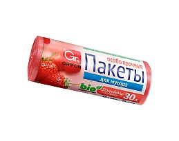 Мешки для мусора 30 л, ароматизированные, Клубника, красные, в рулоне 20 шт., ПНД, 9 мкм, 560х530 мм, GRIFON Aroma, 101-020 K в Нефтеюганске