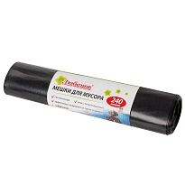 Мешки для мусора 240 л, черные, в рулоне 5 шт., ПВД 30 мкм, 1300х900 мм, Любаша, 605338 в Нефтеюганске