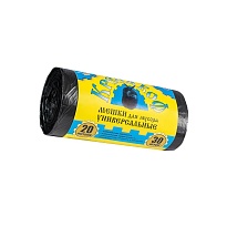 Мешки для мусора 20 л, с ушками, черные, в рулоне 30 шт., ПНД, 10 мкм, 550х440 мм, Крепакоф, 4607075710221 в Нефтеюганске