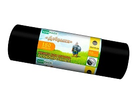 Мешки для мусора 180 л, ароматизированные, черные, в рулоне 10 шт., ПВД, 100 мкм, 1100х930 мм, Добрыня, Dob18010black в Нефтеюганске