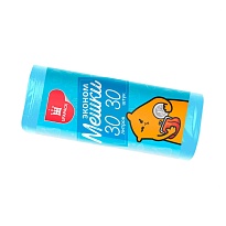 Мешки для мусора 30 л, синие, в рулоне 30 шт., ПНД, 5 мкм, 560х480 мм, Эконом, МЭ3841 (ПМ-30-30) в Нефтеюганске